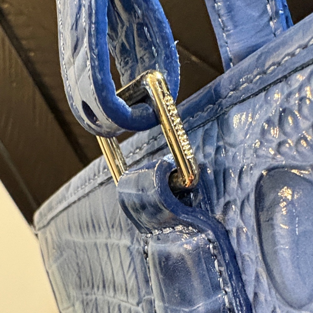 Brahmin Blue Croc-Embossed Tote - Picture 4 of 11